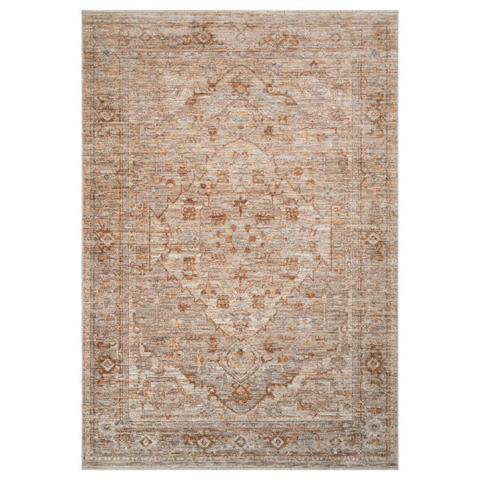 9' X 12' Floral Medallion Area Rug With Fringe - Beige And Brown