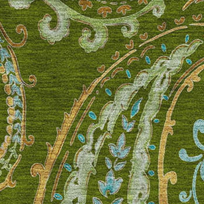 10' X 14' Paisley Washable Area Rug With UV Protection (647974) - Green / Blue