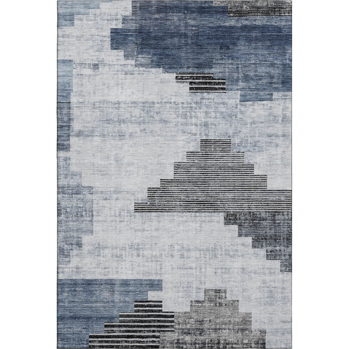 10' X 14' Geometric Washable Area Rug With UV Protection (704927) - Blue / Gray