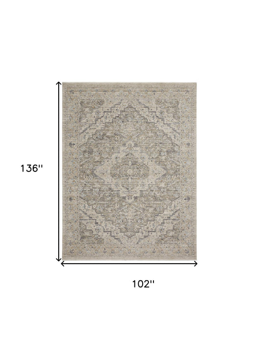 9' X 11' Medallion Area Rug (554753) - Taupe / Ivory