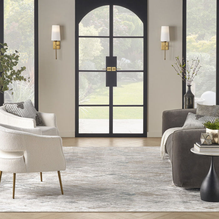 9' X 12' Abstract Non Skid Area Rug - Ivory / Gray