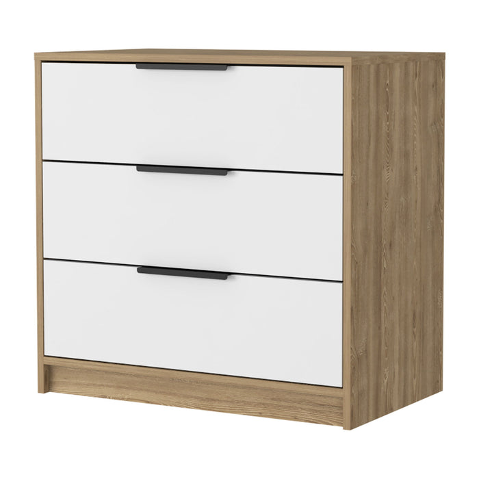 Three Drawer Dresser - White And Natural