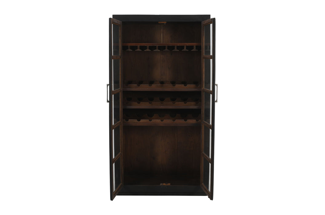 80" Distressed Solid Wood Bar Cabinet With Two Doors - Dark Gray