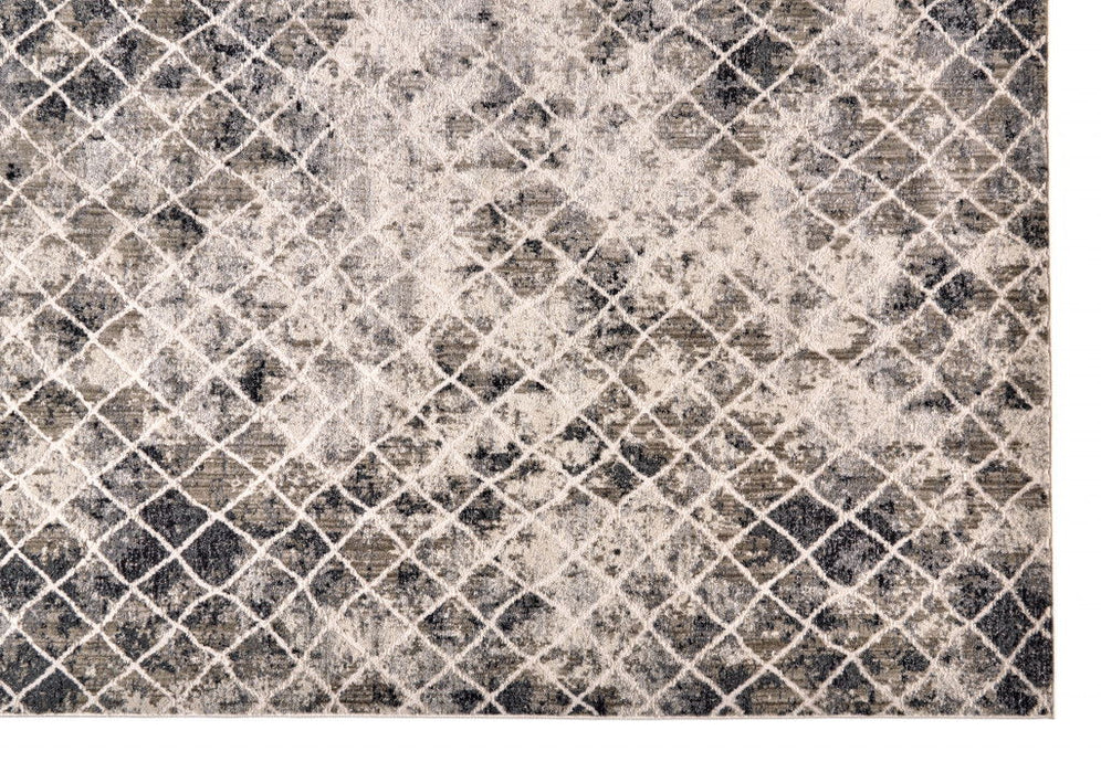 10.2' x 13.8' Abstract Stain Resistant Area Rug - Ivory Gray And Taupe