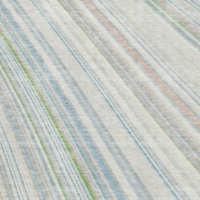 10' X 14' Striped Washable Area Rug With UV Protection (677489) - Ivory / Green / Beige