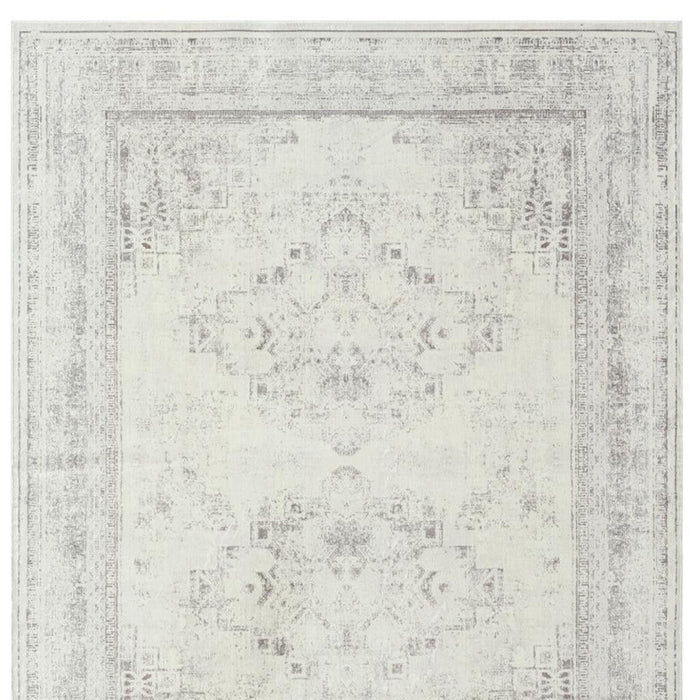 8' X 10' Medallion Washable Non Skid Area Rug (534026) - Gray / Ivory