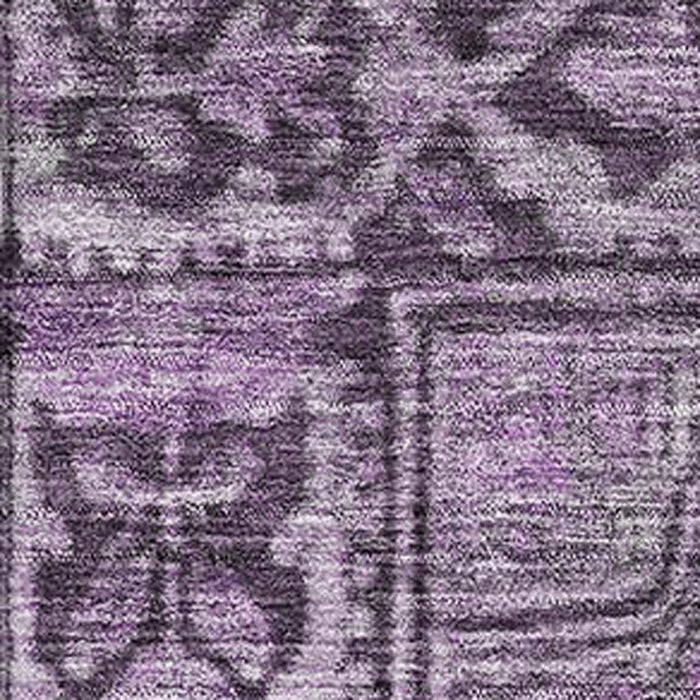 10' X 14' Oriental Washable Area Rug With UV Protection (700535) - Eggplant / Gray