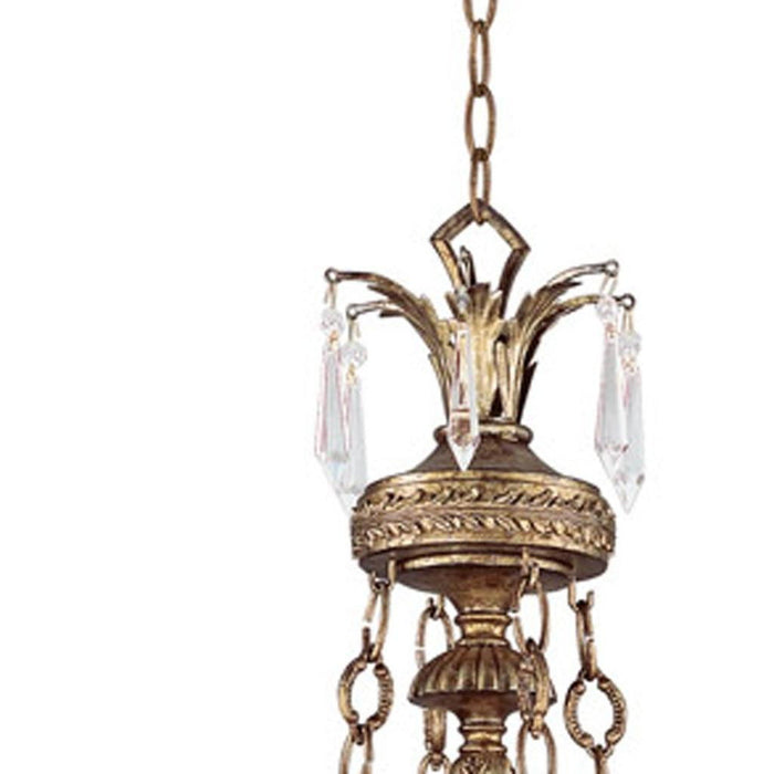 Nine Light Metal Dimmable Chandelier With Shades - Gold / Clear