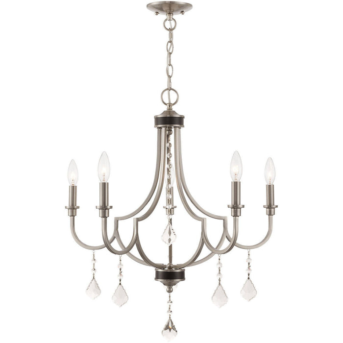 27'' Five-Light Dimmable Chandelier With Shades - Nickel