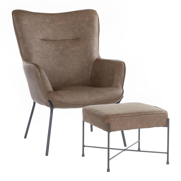 Izzy - Industrial Lounge Chair And Ottoman Set