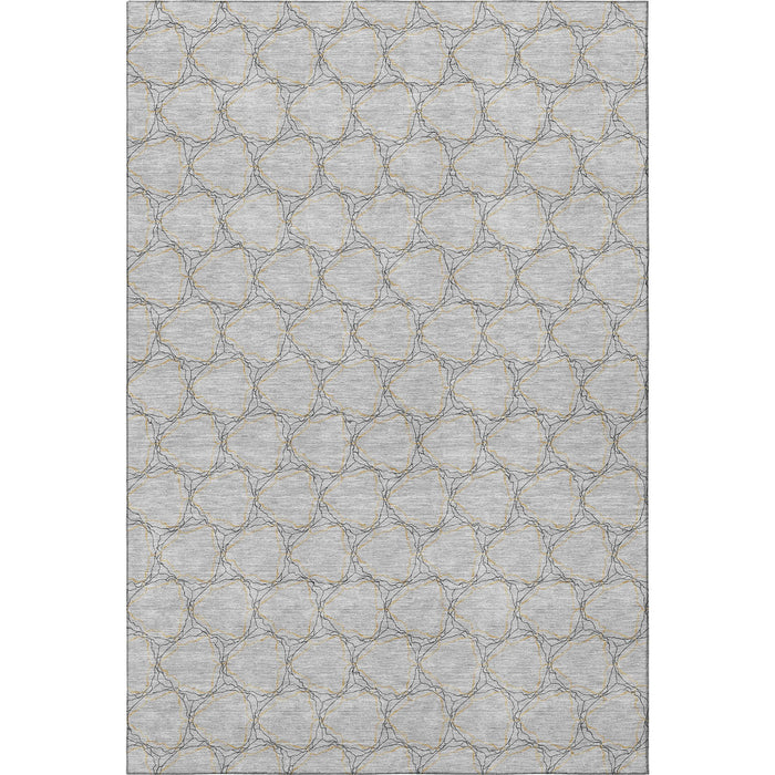10' X 14' Geometric Washable Area Rug With UV Protection (676050) - Gray / Gold