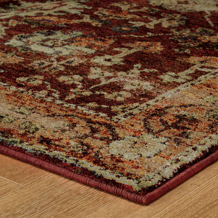 10' x 13' Oriental Power Loom Area Rug - Red And Gold