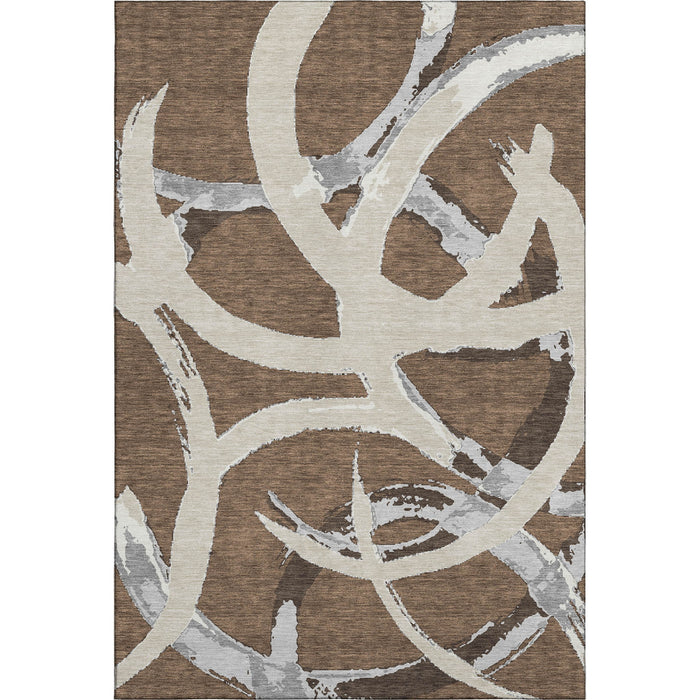 10' X 14' Abstract Washable Area Rug With UV Protection (680241) - Brown / Beige / Gray