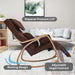 Giga brown rocking lounge chair with full massage, air pressure, cushioned seat, and relaxing design for comfort.