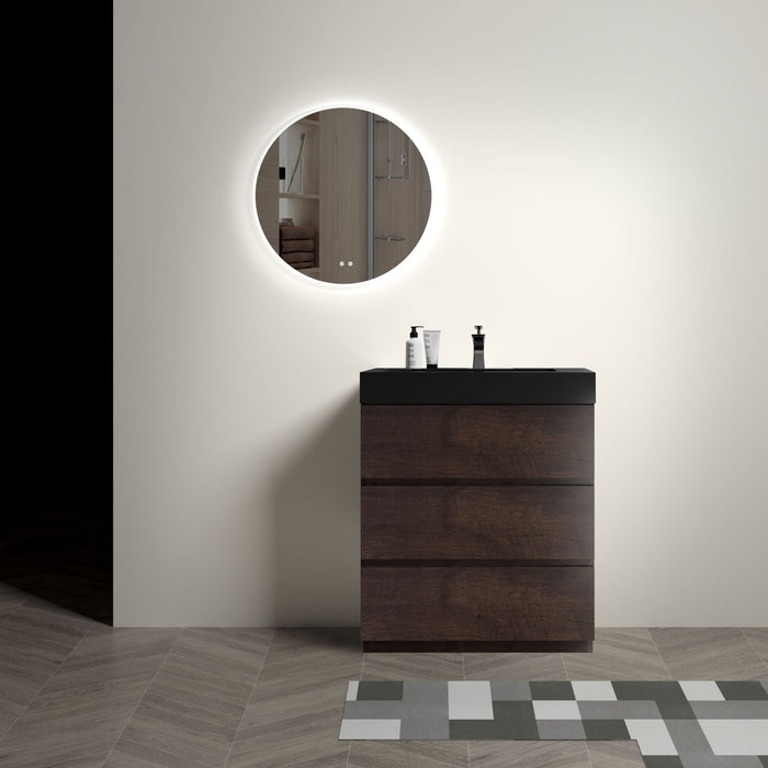 Giga Alice bathroom vanity with large storage, freestanding design, one-piece sink basin, modern style, without drain or faucet.