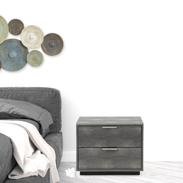 19" Shagreen Two Drawer Nightstand - Gray