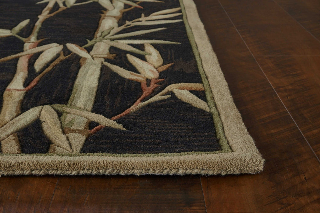8' x 11' Area Rug - Wool Black And Bamboo