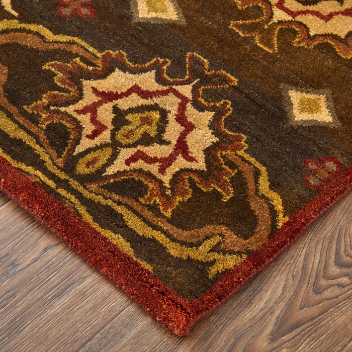 5' X 8' Wool Hand Knotted Area Rug (744159) - Brown / Red / Tan