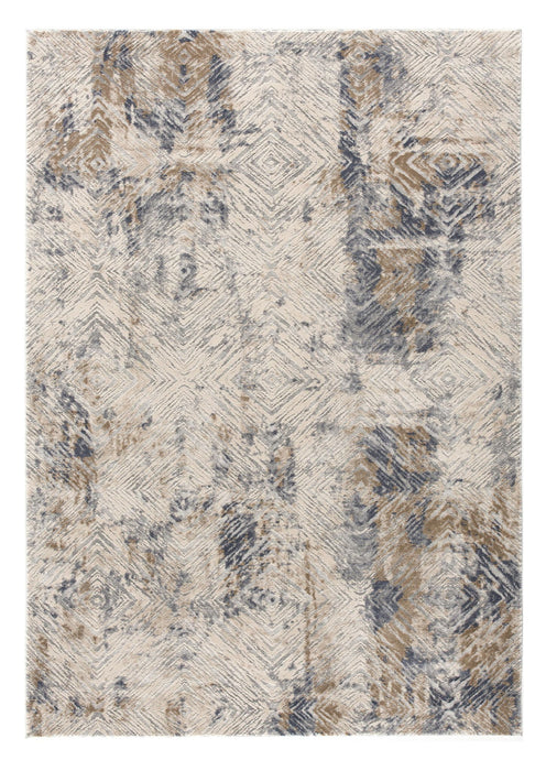 9' x 12' Abstract Distressed Area Rug - Blue And Ivory
