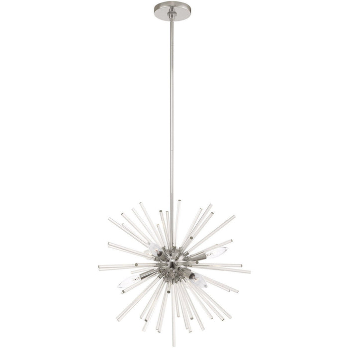 25" Six Light Dimmable Chandelier With Shades - Silver