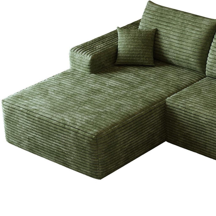 Corduroy Modular Compression Foam Sofa With Toss Pillows - Green