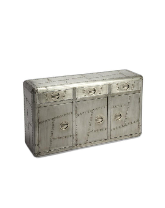 Steel Console Accent Cabinet With Three Drawers - Silver