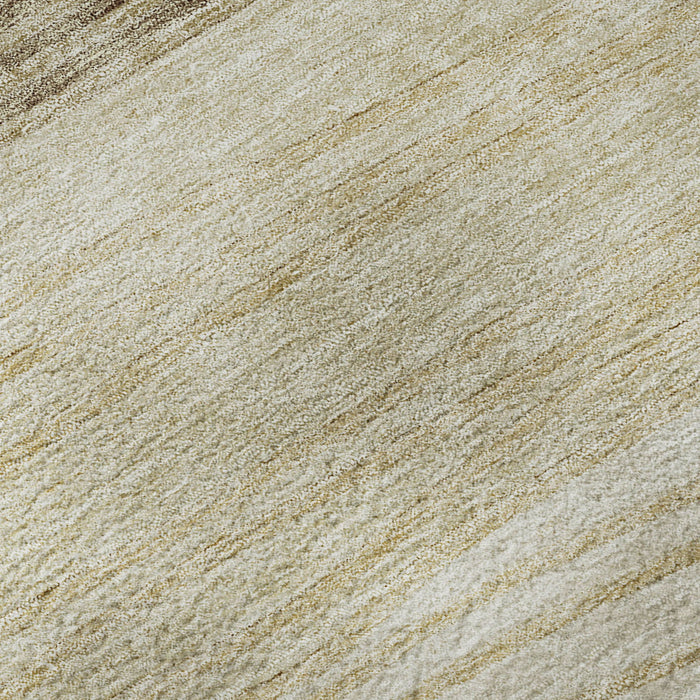 10' X 14' Striped Washable Area Rug With UV Protection - Beige And Brown
