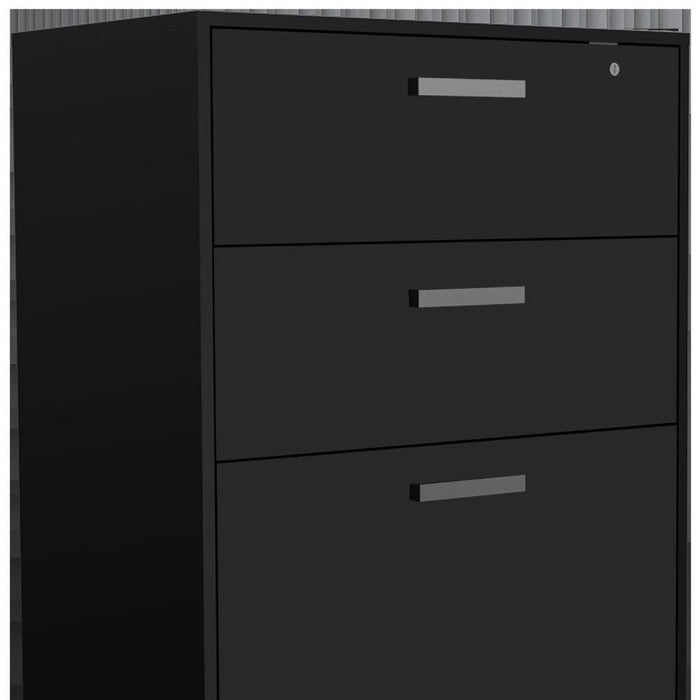 HomeRoots black wall-mounted accent cabinet with twelve shelves and six drawers for versatile storage and organization.