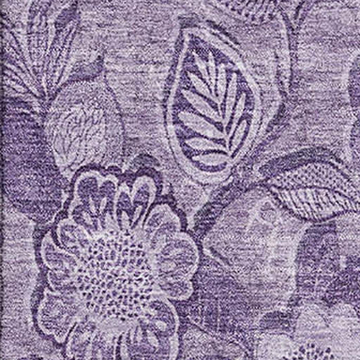 10' X 14' Floral Washable Area Rug With UV Protection (708802) - Plum / Purple