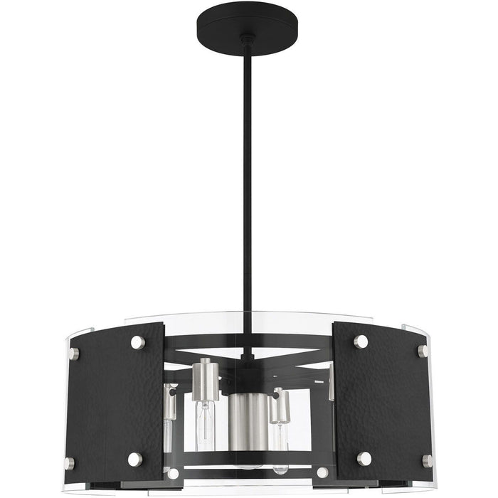 18" Seven Light Dimmable Chandelier With Shades - Black