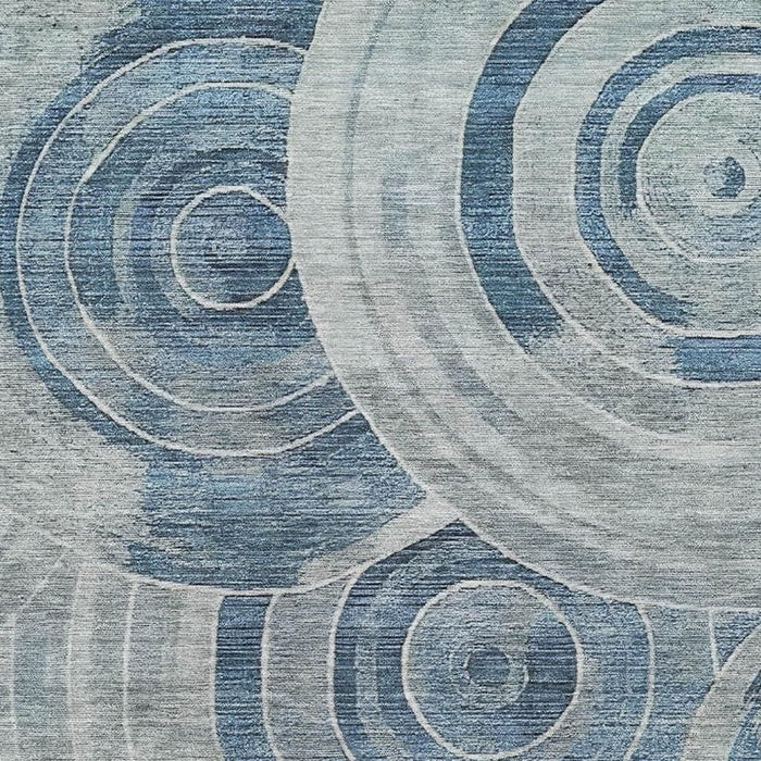10' X 14' Geometric Washable Area Rug With UV Protection (700077) - Blue / Gray