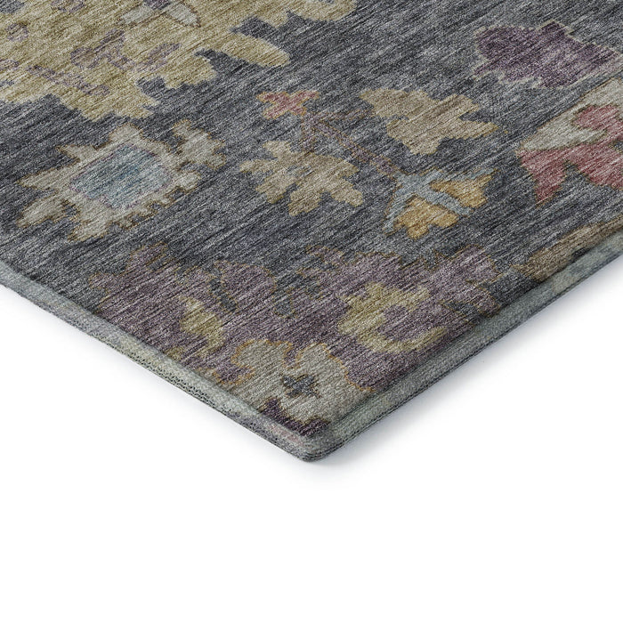 10' X 14' Floral Washable Area Rug With UV Protection (684504) - Blue / Gold / Coral