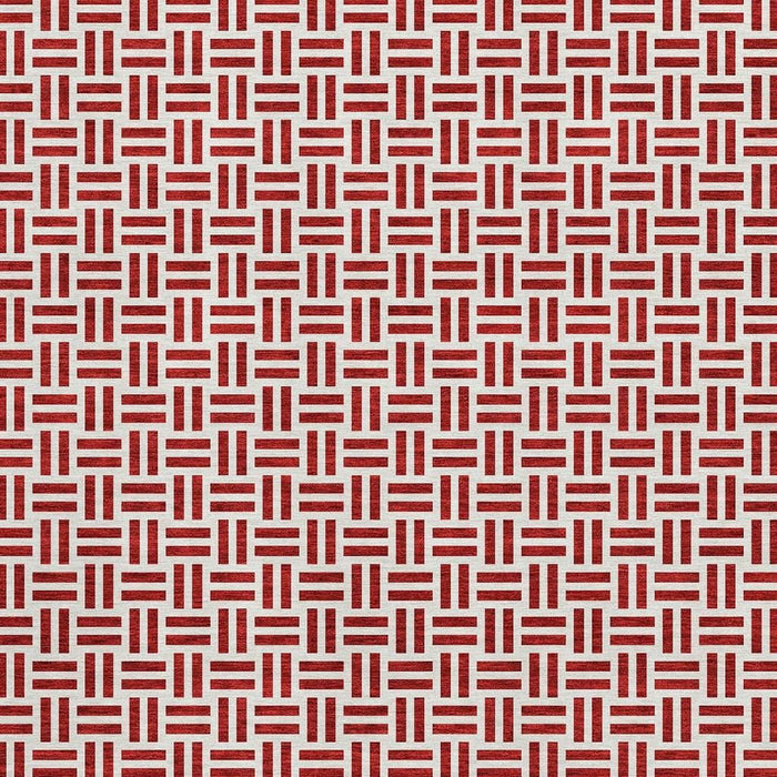 10' X 14' Geometric Washable Area Rug With UV Protection (677273) - Red / Ivory
