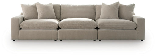 Benchcraft® Maxton Heights 3-piece sectional sofa in pebble fabric, showing plush cushions and modern stationary design.