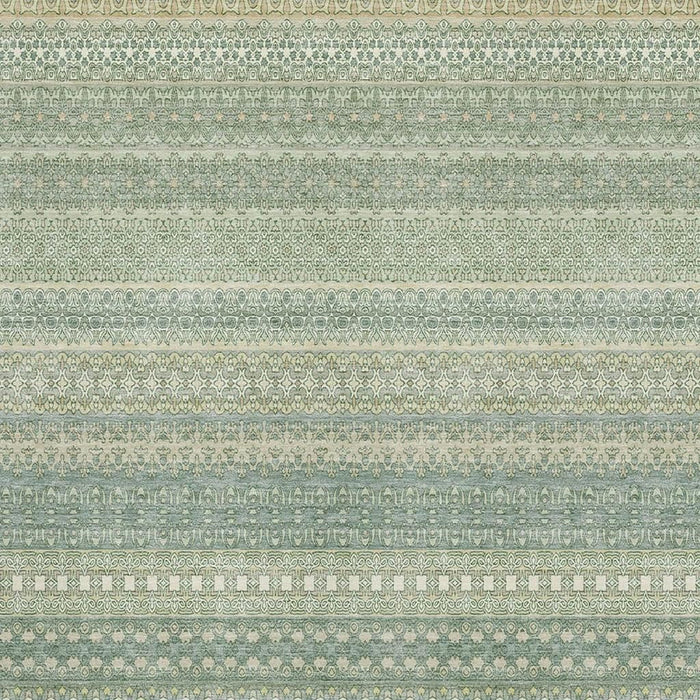 8' X 10' Striped Washable Area Rug With UV Protection (647486) - Fern Green / Ivory