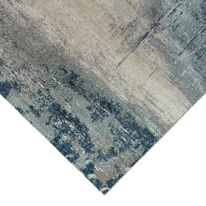 9' x 12' Abstract Power Loom Area Rug - Dark Blue And Gray