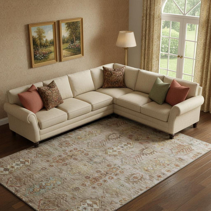 10' X 14' Southwestern Washable Area Rug With UV Protection (716449) - Beige / Brown