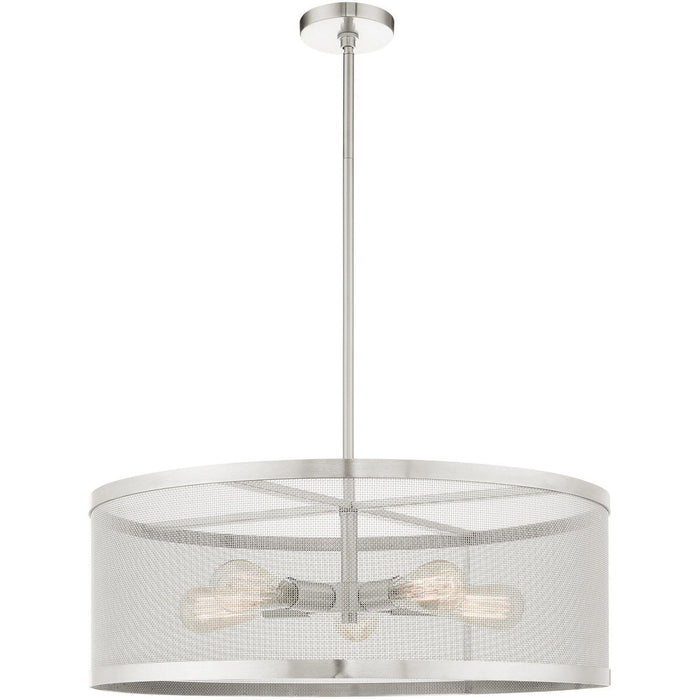 18'' Five Light Dimmable Chandelier With Shades - Nickel