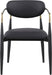 Black-legged Meridian Furniture Ronda vegan leather dining arm chair with plush upholstered seat and backrest.
