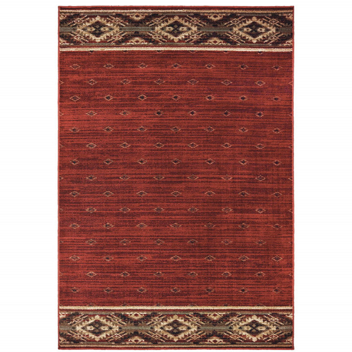 10' x 13' Southwestern Power Loom Stain Resistant Area Rug - Berry Gold And Ivory