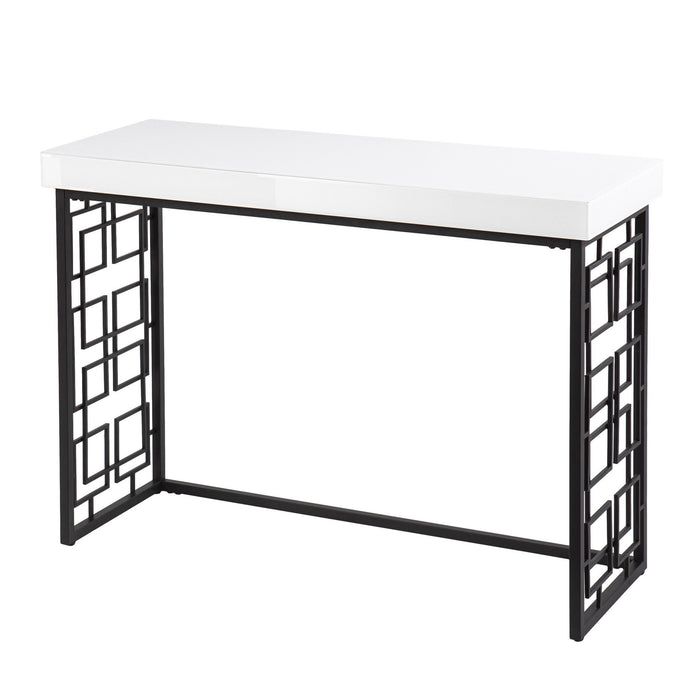 Glass Sled Console Table - White / Black