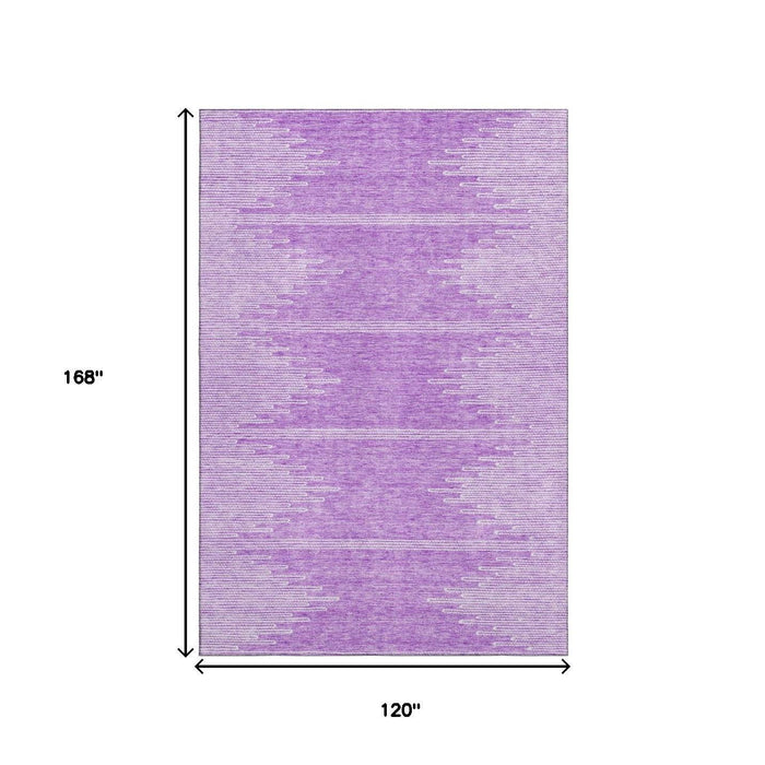 10' X 14' Abstract Washable Area Rug With UV Protection (653713) - Lavender / Ivory