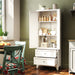 White Giga accent pantry cabinet with two drawers, adjustable shelves, ideal for spices, dishware, and small appliances.