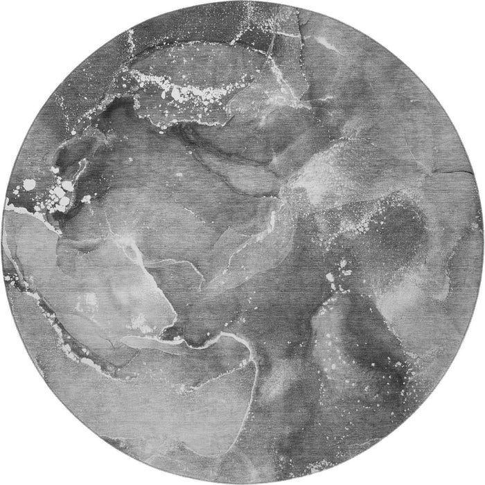 8' Abstract Washable Round Rug With UV Protection (647227) - Gray / Ivory