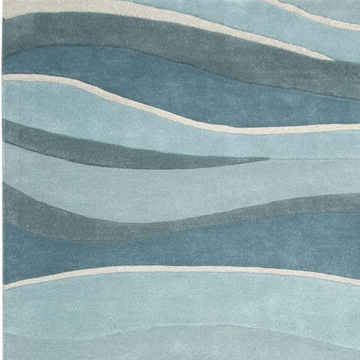 5' x 8' Abstract Waves Hand Tufted Wool Area Rug - Aquamarine
