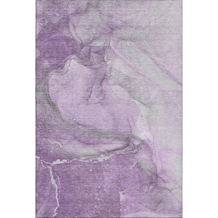 9' X 12' Abstract Washable Area Rug With UV Protection (647409) - Lilac / Ivory