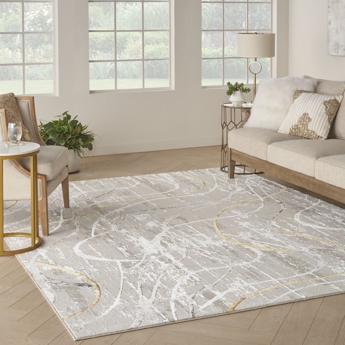 9' X 12' Modern Abstract Non Skid Area Rug - Ivory
