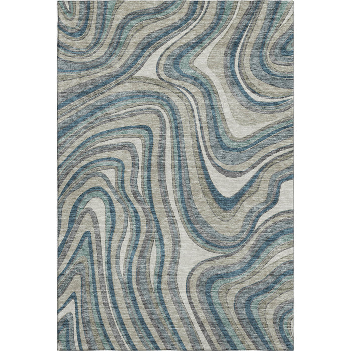 9' X 12' Marble Washable Area Rug With UV Protection - Teal