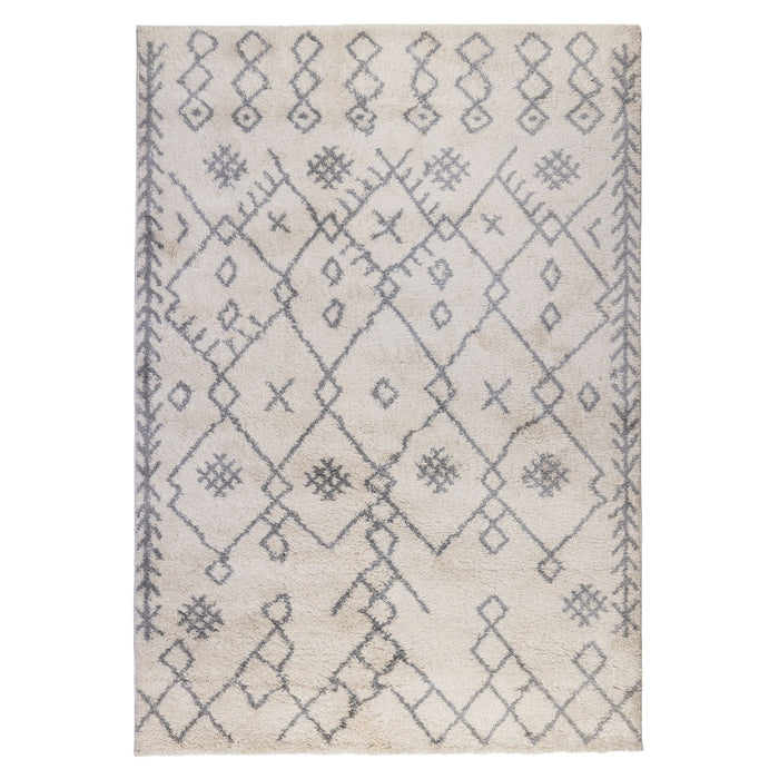 8.3' x 11.5' Geometric Shag Area Rug - Ivory And Gray