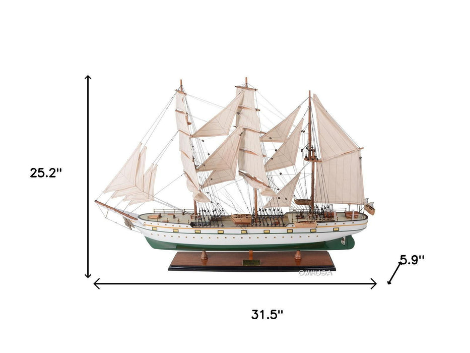 Hand Painted Model Boat (624643) - Dark Brown / Beige